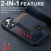 For iPhone 16 Pro Suteni H17 Cross Grain Leather MagSafe Detachable Wallet Phone Case(Blue)