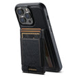 For iPhone 13 Pro Suteni H17 Cross Grain Leather MagSafe Detachable Wallet Phone Case(Black) - free shipping - PMC Jewellery - Order now!