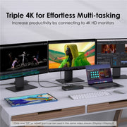 WAVLINK UG69PD25 Pro 100W PD Charging Triple 4K Display Laptop Docking Station, Plug:UK Plug