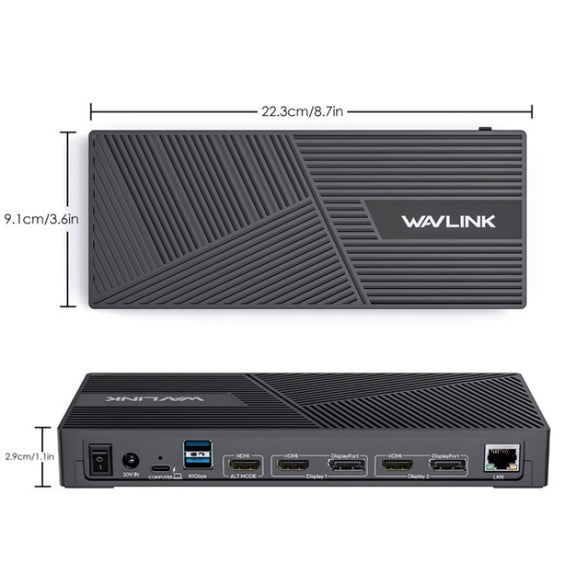WAVLINK UG69PD25 Pro 100W PD Charging Triple 4K Display Laptop Docking Station, Plug:UK Plug