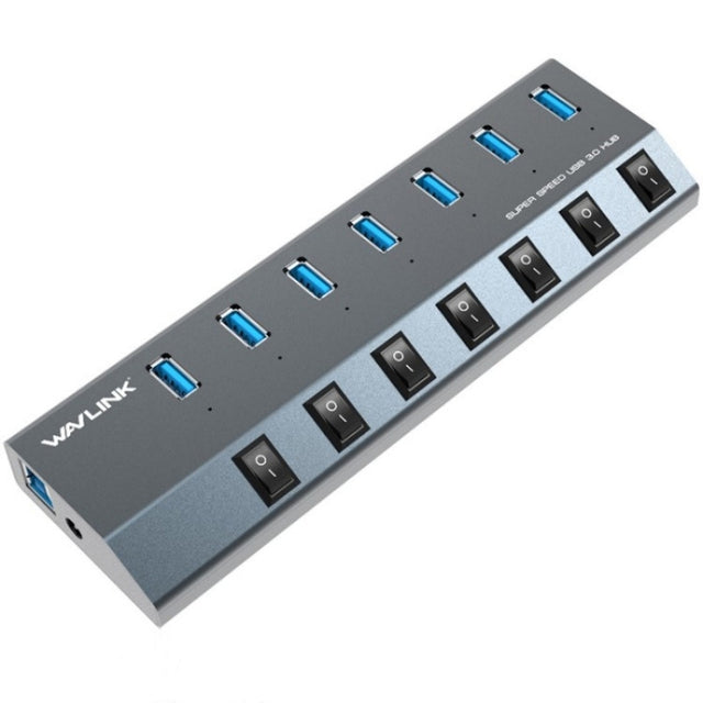 WAVLINK UH3076 5Gbps 7-port USB 3.0 Hub with Independent Switch and LED Indicator(EU Plug)
