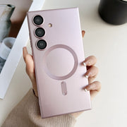 For Samsung Galaxy S25 5G Metallic Paint Magsafe Liquid TPU Phone Case(Pink)