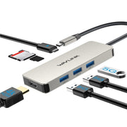 WAVLINK UHP3416 7-in-1 PD100W Charging SD / TF Card Reader 4K HD Type-C Docking Station(Rose Gold)