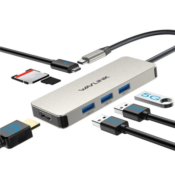 WAVLINK UHP3416 7-in-1 PD100W Charging SD / TF Card Reader 4K HD Type-C Docking Station(Rose Gold)