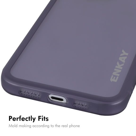 For iPhone 16 Pro ENKAY Hat-Prince Translucent Matte TPU Phone Case with Lens Film(Purple)