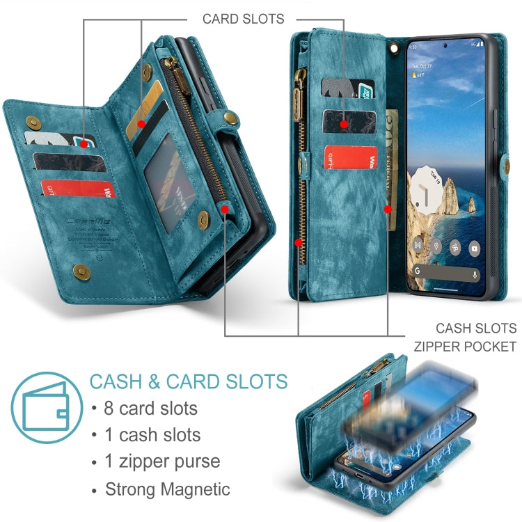 For Google Pixel 9 / 9 Pro CaseMe 008 Detachable Multifunctional Leather Phone Case(Blue)