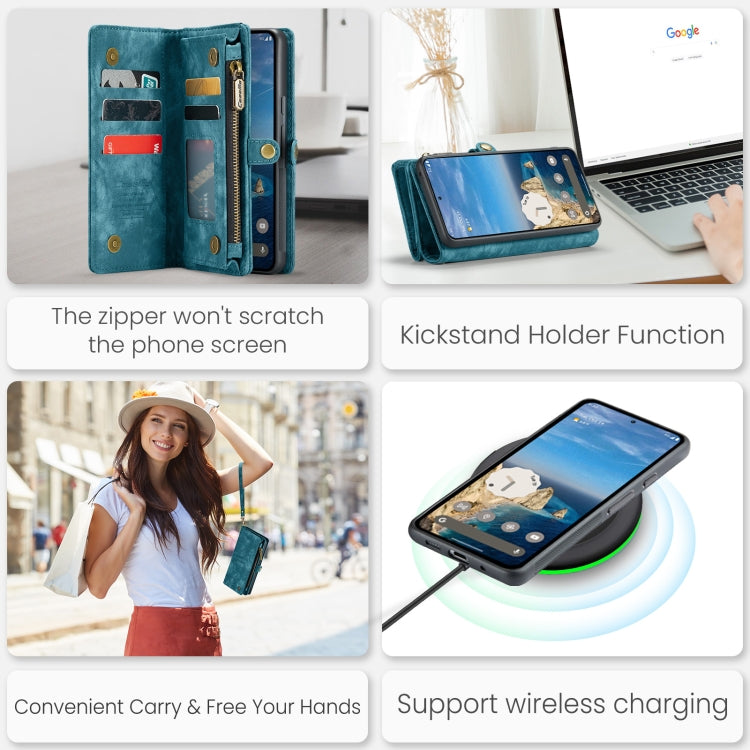 For Google Pixel 9 / 9 Pro CaseMe 008 Detachable Multifunctional Leather Phone Case(Blue)