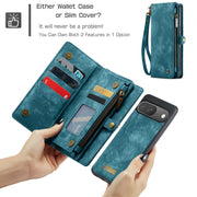 For Google Pixel 9 / 9 Pro CaseMe 008 Detachable Multifunctional Leather Phone Case(Blue)