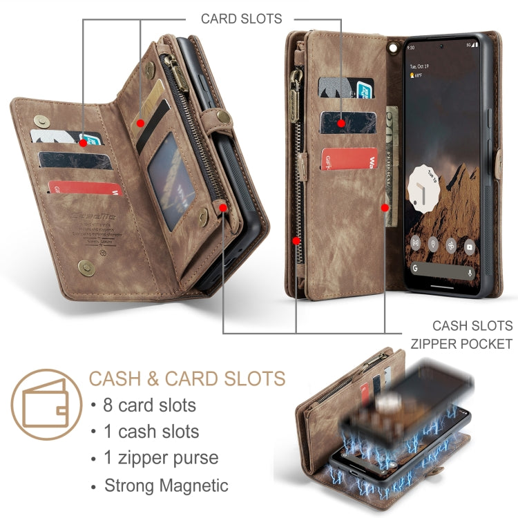 For Google Pixel 9 / 9 Pro CaseMe 008 Detachable Multifunctional Leather Phone Case(Brown)