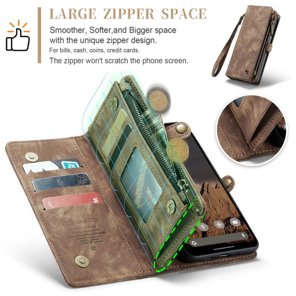 For Google Pixel 9 / 9 Pro CaseMe 008 Detachable Multifunctional Leather Phone Case(Brown)