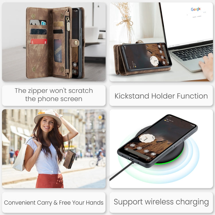 For Google Pixel 9 / 9 Pro CaseMe 008 Detachable Multifunctional Leather Phone Case(Brown)