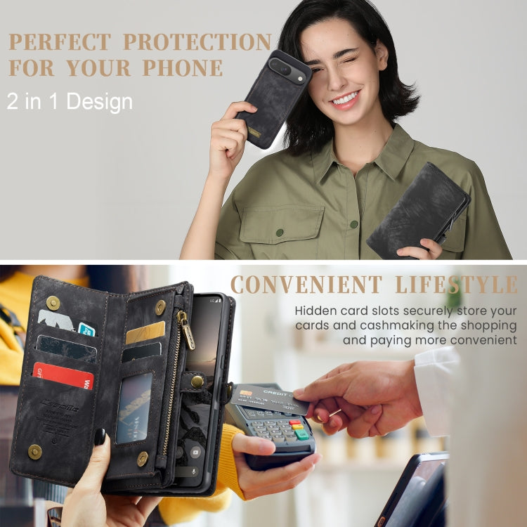 For Google Pixel 9 / 9 Pro CaseMe 008 Detachable Multifunctional Leather Phone Case(Black)