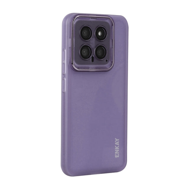 For Xiaomi 14 ENKAY Hat-Prince Translucent Matte TPU Phone Case with Lens Film(Purple)
