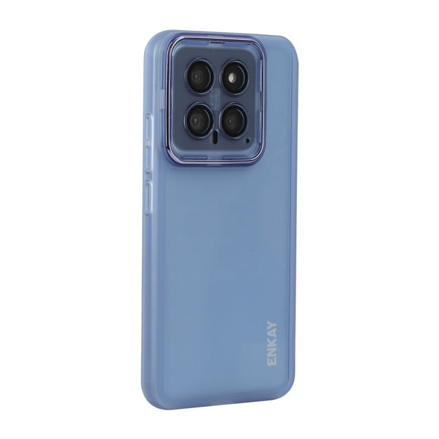 For Xiaomi 14 Pro ENKAY Hat-Prince Translucent Matte TPU Phone Case with Lens Film(Blue)
