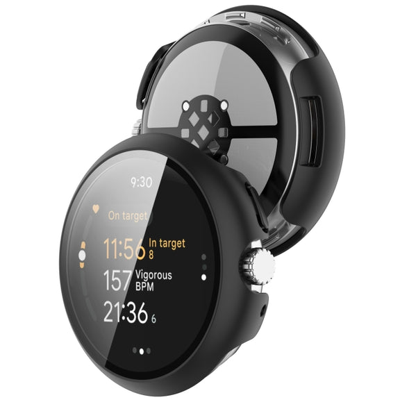 For Google Pixel Watch 3 41mm PC + Tempered Film Integrated Watch Protective Case(Black)