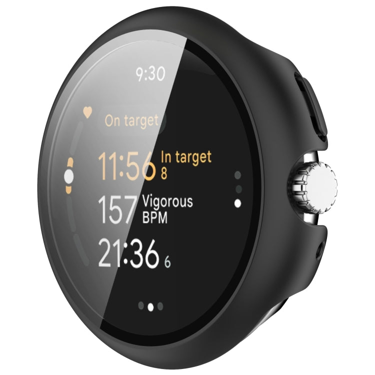 For Google Pixel Watch 3 45mm PC + Tempered Film Integrated Watch Protective Case(Black)