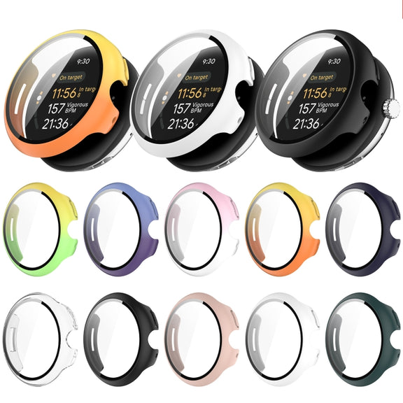 For Google Pixel Watch 3 45mm PC + Tempered Film Integrated Watch Protective Case(Green)