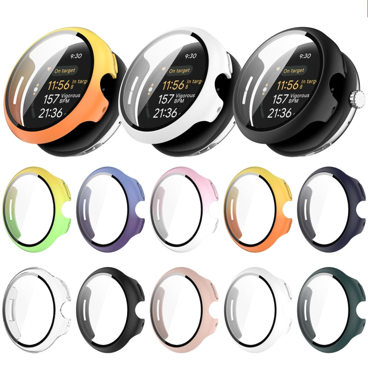 For Google Pixel Watch 3 41mm PC + Tempered Film Integrated Watch Protective Case(Yellow+Orange)