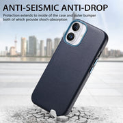 For iPhone 16 Electroplated Metal Button Shockproof Phone Case(Dark Blue)