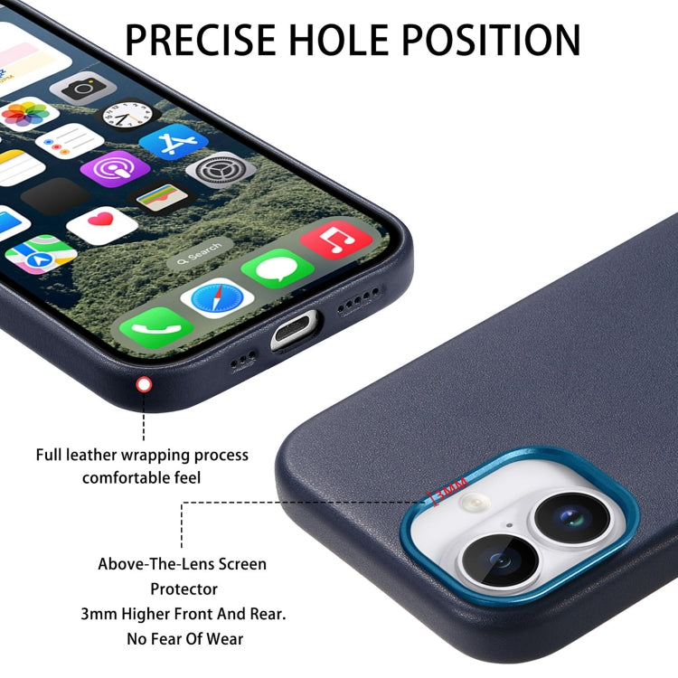 For iPhone 16 Electroplated Metal Button Shockproof Phone Case(Dark Blue)
