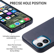 For iPhone 16 Electroplated Metal Button Shockproof Phone Case(Dark Blue)
