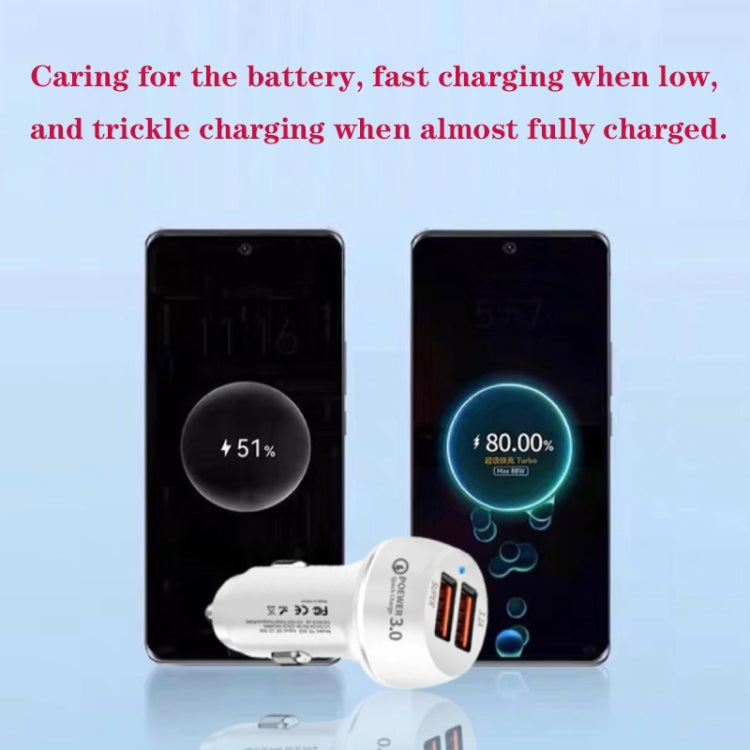 45W USB QC3.0 30W + USB 2.0 Fully Compatible Car Charger(Black)