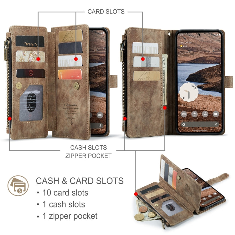 For Google Pixel 9 Pro XL CaseMe C30 Card Slots Zipper Wallet Leather Phone Case(Brown)