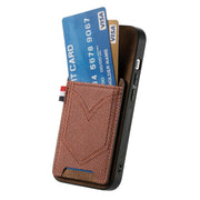 For iPhone 16e Denim Texture Leather Skin Phone Case with Card Slot(Brown)