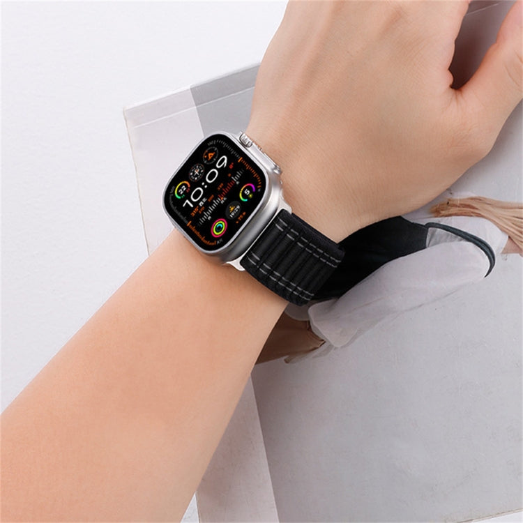 For Apple Watch Ultra 2 49mm Sea Wave Nylon Hook and Loop Fastener Watch Band(Army Green)