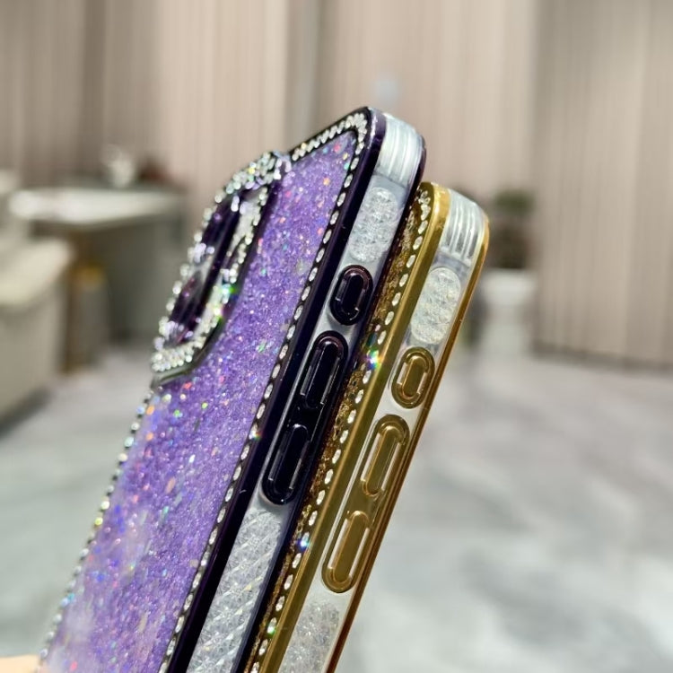 For iPhone 16 Diamond Glitter Sequins TPU Phone Case(Purple)