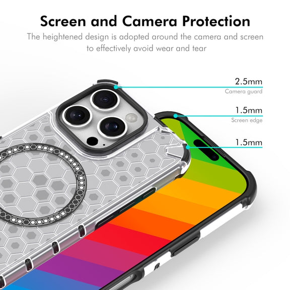For iPhone 16 Pro ENKAY Hat-Prince Honeycomb MagSafe Shockproof Phone Case with Large Arc Edge Film(Blue)