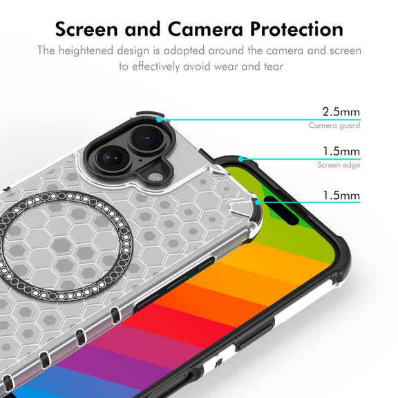 For iPhone 16 Plus ENKAY Hat-Prince Honeycomb MagSafe Shockproof Phone Case with Large Arc Edge Film(Red)