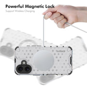 For iPhone 16 Plus ENKAY Hat-Prince Honeycomb MagSafe Shockproof Phone Case with Large Arc Edge Film(Grey)