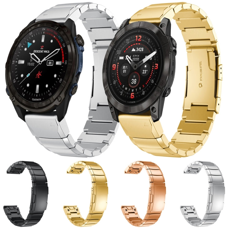 For Garmin Epix Pro 51mm Tortoise Shell 26mm Stainless Steel Watch Band(Gold)