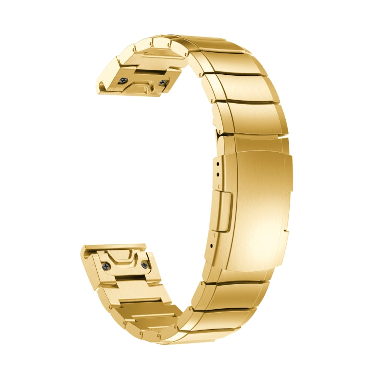 For Garmin MARQ Golfer Tortoise Shell 22mm Stainless Steel Watch Band(Gold)