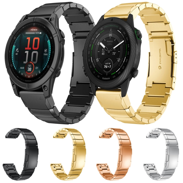For Garmin MARQ Commander Tortoise Shell 22mm Stainless Steel Watch Band(Rose Gold)
