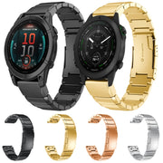 For Garmin Fenix E 47mm Tortoise Shell 22mm Stainless Steel Watch Band(Rose Gold)