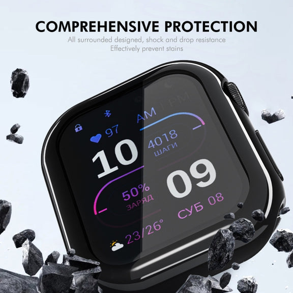 For Apple Watch Series 10 42mm ENKAY Hat-Prince Electroplated Soft TPU Case with Screen Film(Golden)