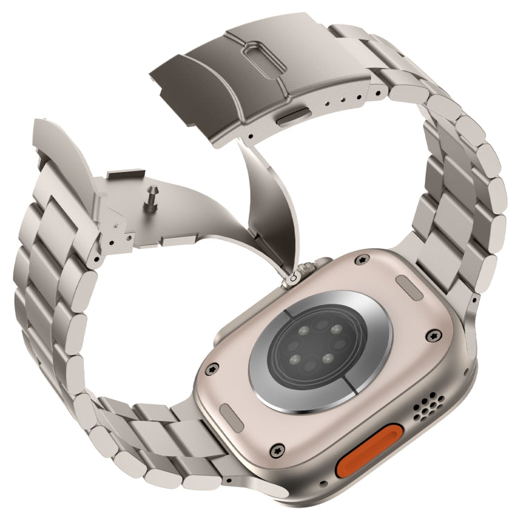 For Apple Watch Series 10 46mm Three Beads Titanium Alloy Metal Watch Band(Titanium Color)