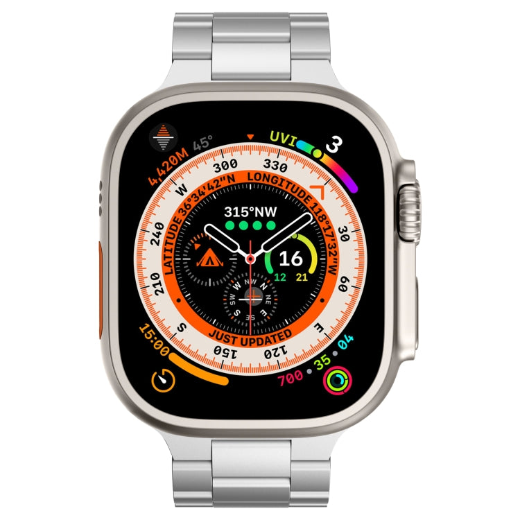 For Apple Watch Series 10 46mm Three Beads Titanium Alloy Metal Watch Band(Silver)
