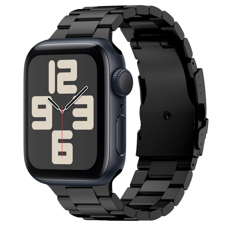 For Apple Watch SE 2023 40mm Three Beads Titanium Alloy Metal Watch Band(Black)
