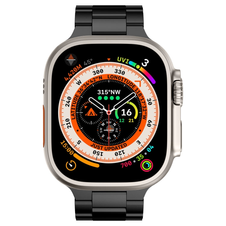 For Apple Watch Series 9 41mm Three Beads Titanium Alloy Metal Watch Band(Black)