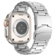 For Apple Watch Series 9 41mm Three Beads Titanium Alloy Metal Watch Band(Silver)