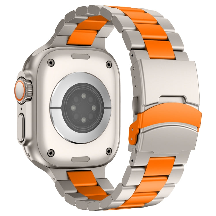 For Apple Watch Series 9 41mm Three Beads Titanium Alloy Metal Watch Band(Titanium Orange)