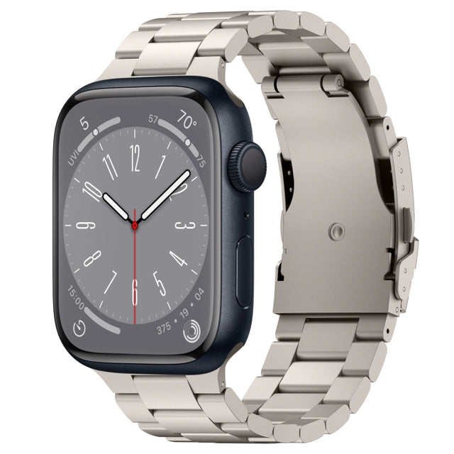 For Apple Watch Series 8 41mm Three Beads Titanium Alloy Metal Watch Band(Titanium Color)