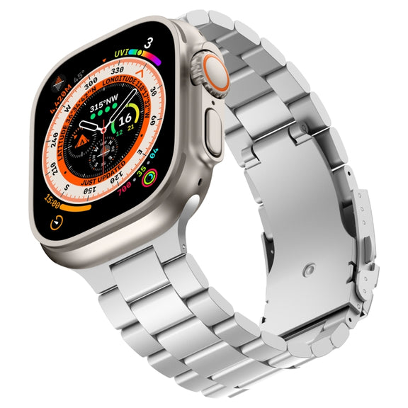 For Apple Watch Series 8 41mm Three Beads Titanium Alloy Metal Watch Band(Silver)