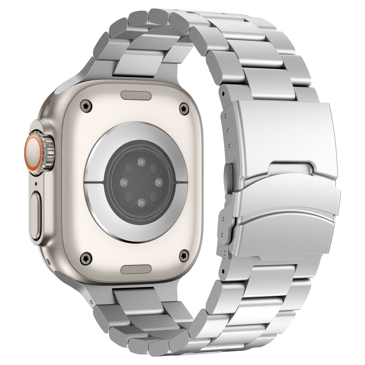 For Apple Watch Series 7 41mm Three Beads Titanium Alloy Metal Watch Band(Silver)