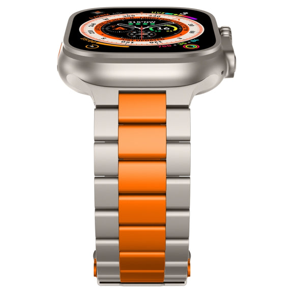 For Apple Watch Series 7 41mm Three Beads Titanium Alloy Metal Watch Band(Titanium Orange)