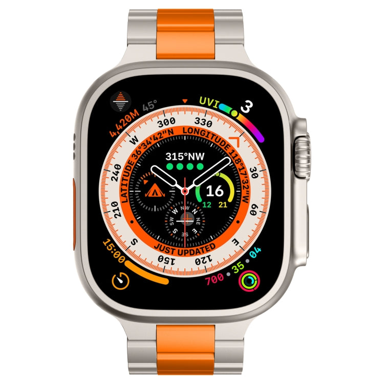 For Apple Watch Series 7 41mm Three Beads Titanium Alloy Metal Watch Band(Titanium Orange)