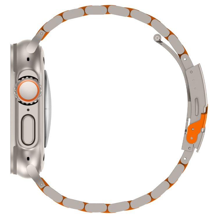 For Apple Watch Series 7 41mm Three Beads Titanium Alloy Metal Watch Band(Titanium Orange)